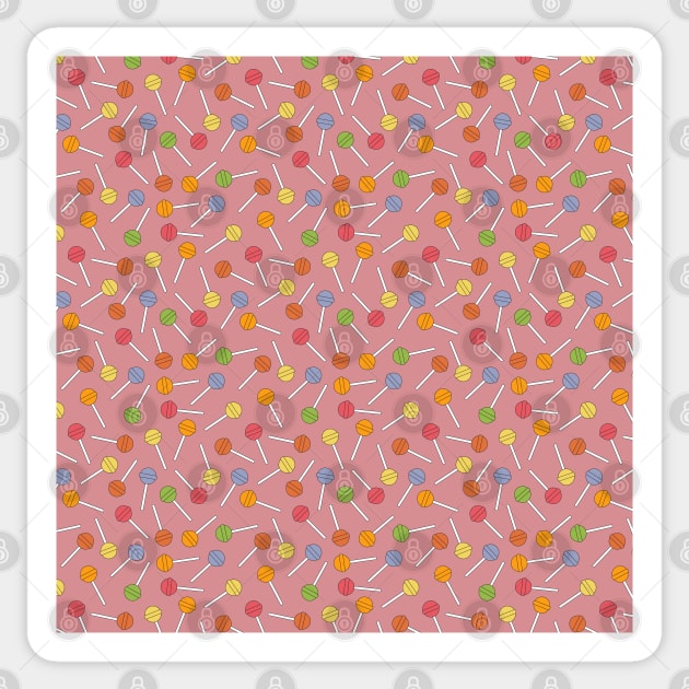Happy Lollipop Sugar Candy Pattern - Red Sticker by PrintablesPassions